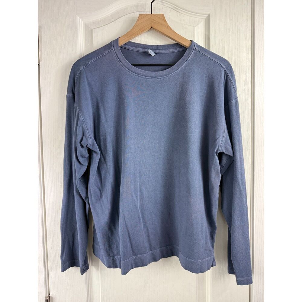 Old Navy Vintage Tee Women's M Blue Long Sleeve Oversized Crewneck Cotton Top